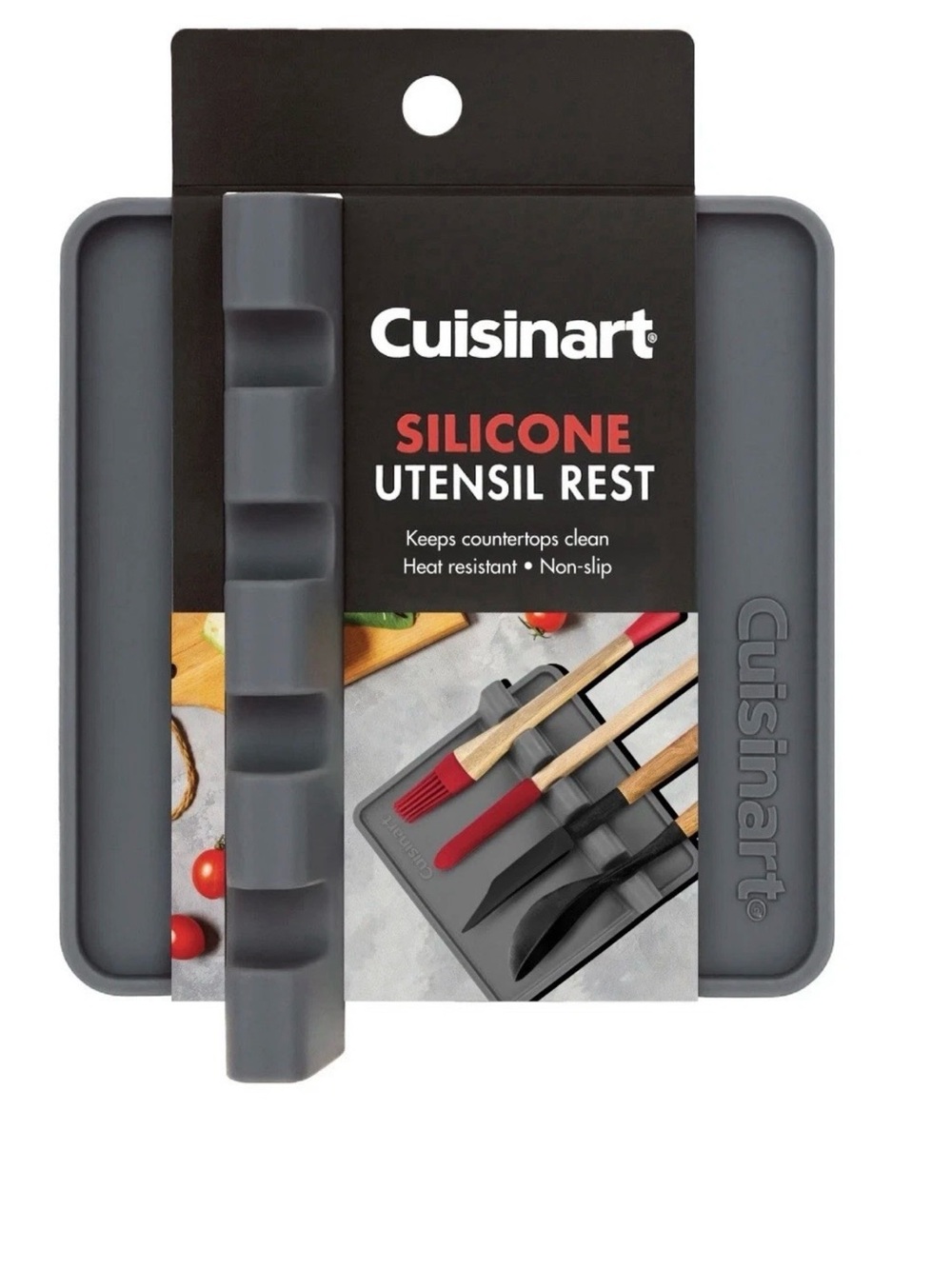 Cuisinart Gray Silicone Utensil Rest and Spoon Holder Set